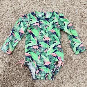 Ruffle Butts One Piece Swim Suit Tropical Print Girls Size 2T